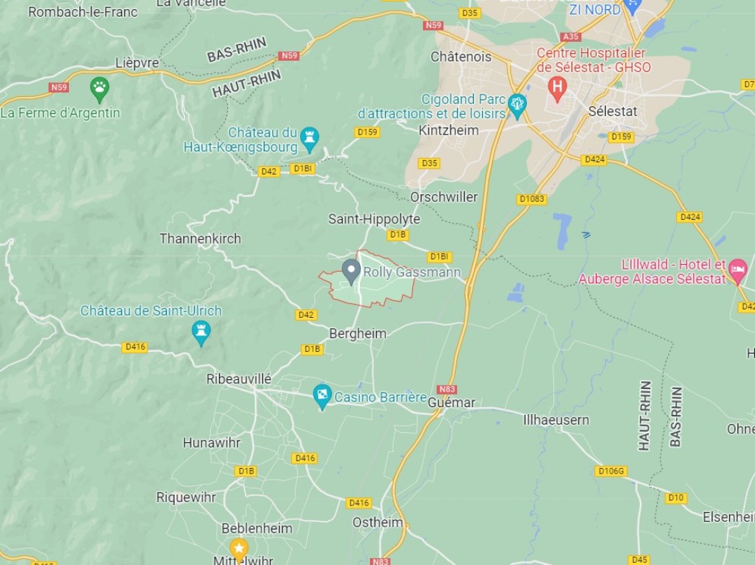 Map showing Rolly Gassmann in Rorschwihr, Alsace